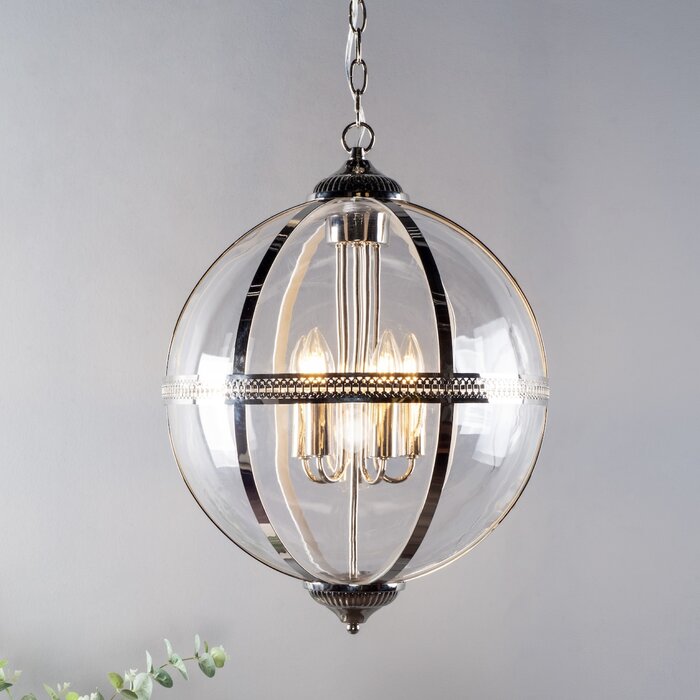 Heritage - Large Classic Globe Lantern - Polished Nickel & Glass