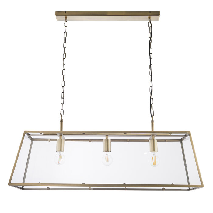 Herst - 3 Light Lantern-Style Ceiling Light - Antique Brass