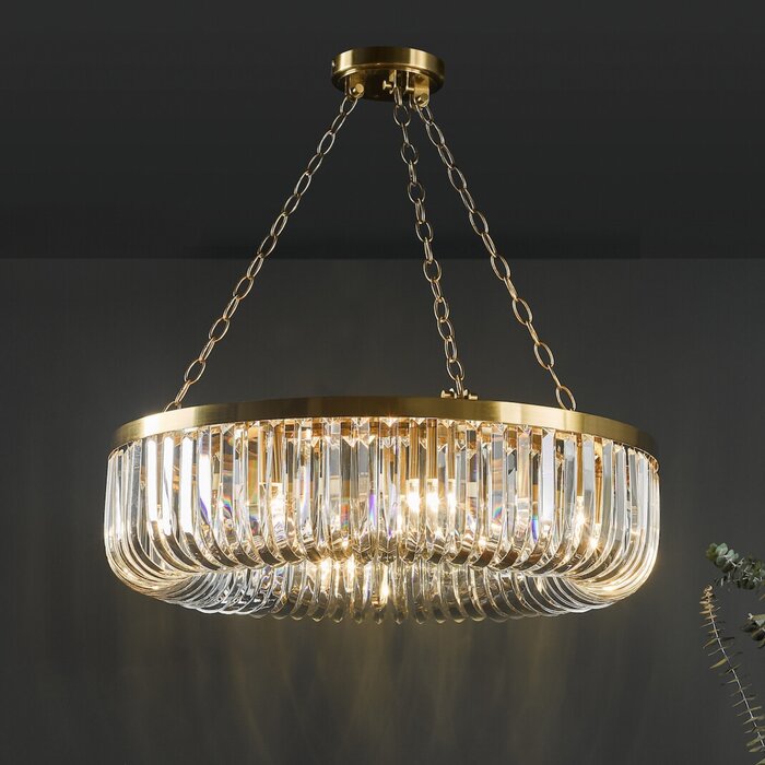 Hikari – 8 Light Crystal Chandelier – Satin Gold and Crystal