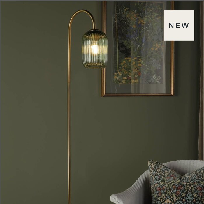 Idra Floor Lamp Aged Bronze and Green Ribbed Glass