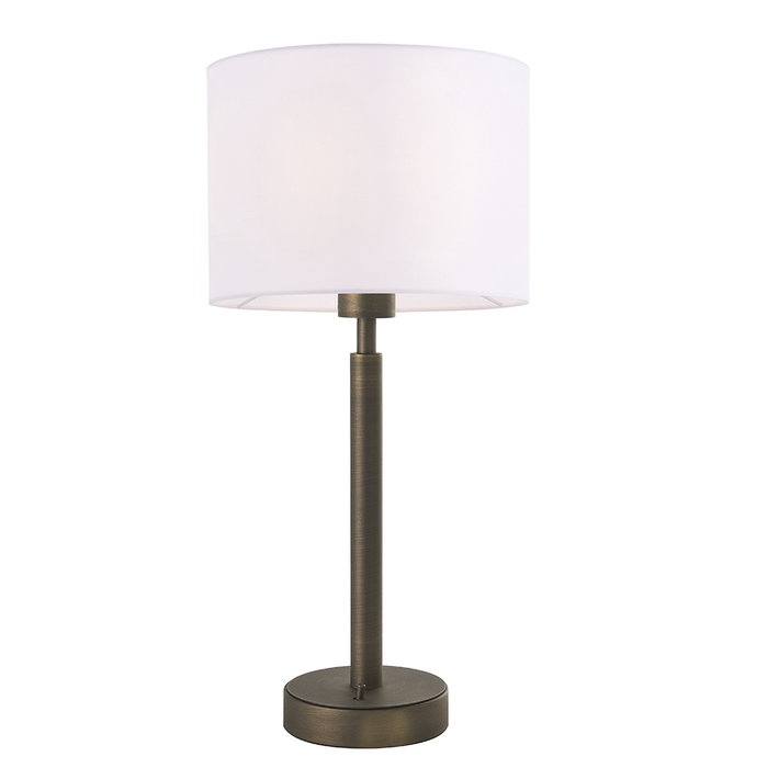 Issey - Modern Drum Table Lamp - Bronze & Vintage White Cylinder Shade