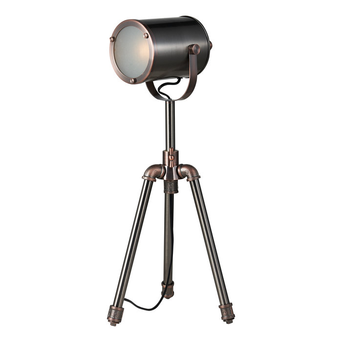 Jacob - Modern Pipe Tripod Table Lamp - Antique Silver & Copper