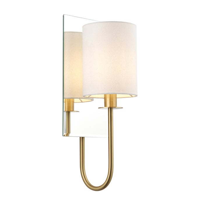 Jess - Mirrored Satin Brass Wall Light with Vintage White Shade