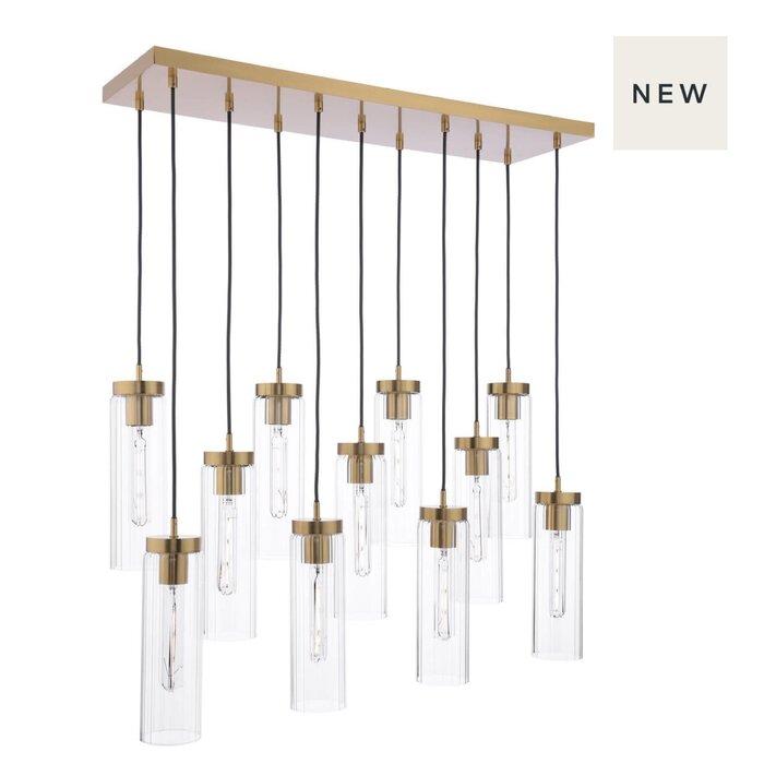Jody - 11 Light Glass and Bronze Linear Bar Pendant