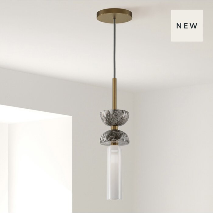 Kerstin - Cylinder LED Kitchen Pendant Light - Gold & Marble