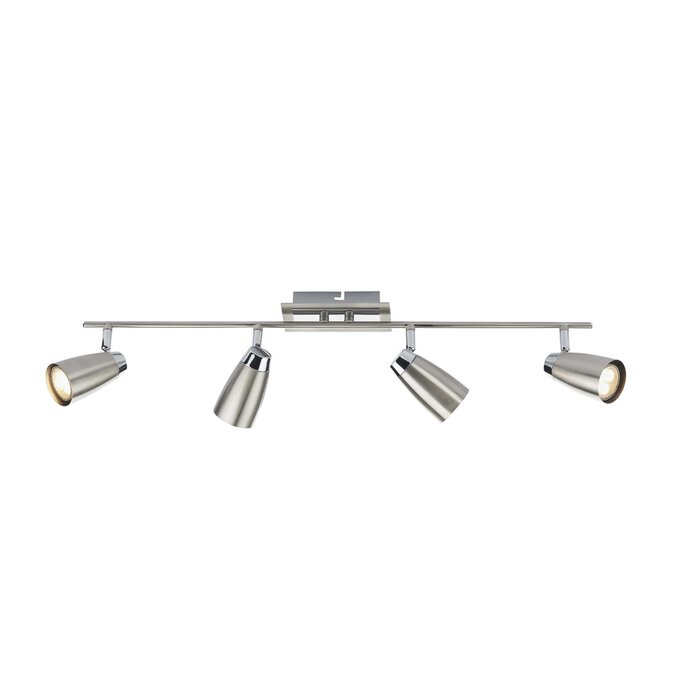 Key - 4 Head Spotlight Bar Ceiling Light - Satin Chrome