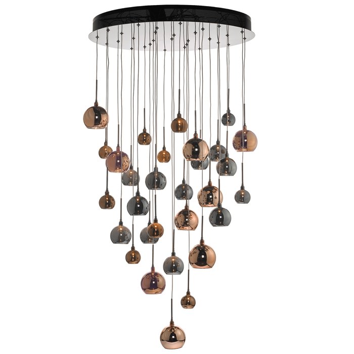 Large Copper Cascade Cluster Light - Copper, Dark Copper & Smoked Glass