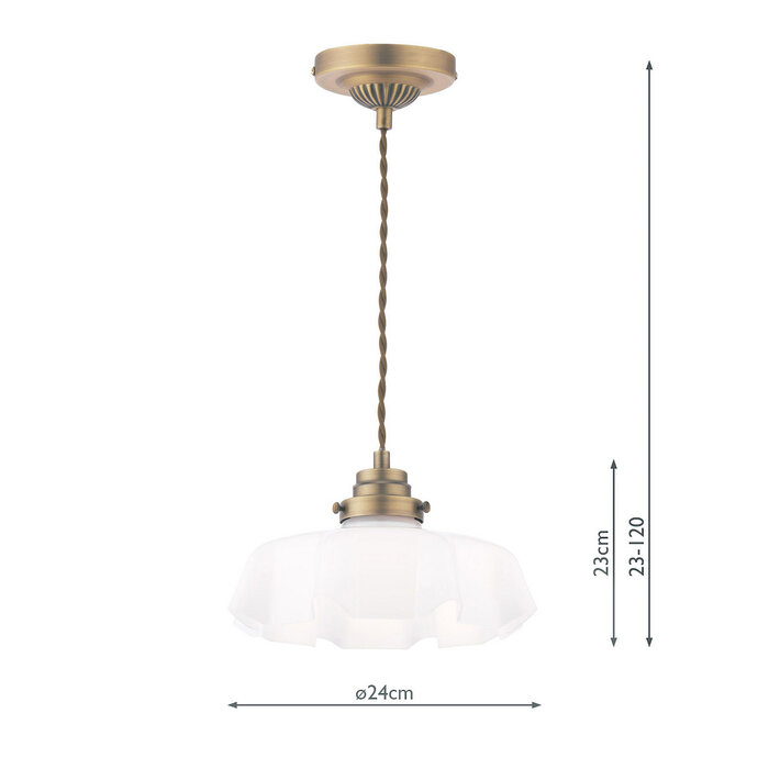 Laura Ashley Banham Pendant Light – Matt Antique Brass and White Glass