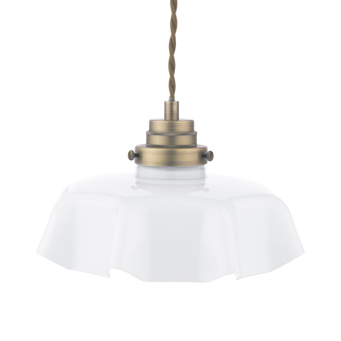 Laura Ashley Banham Pendant Light – Matt Antique Brass and White Glass
