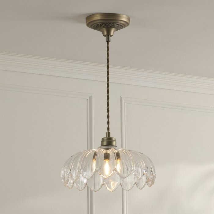Laura Ashley Bexwell Pendant Light – Matt Antique Brass and Glass