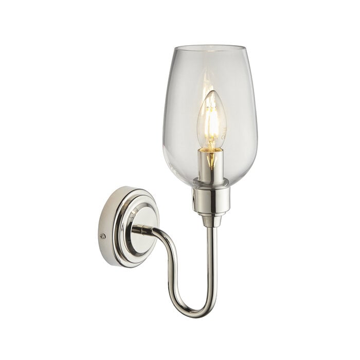 Leda - Bright Nickel Wall Light with Clear Glass