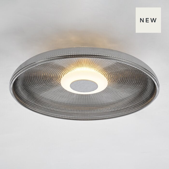 Lena - Smoked Glass & Black Modern Flush Ceiling Light