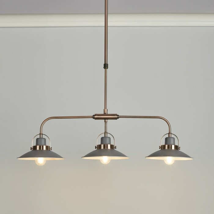 Lido - Graphite Grey and Copper Refined Industrial Bar Pendant Light