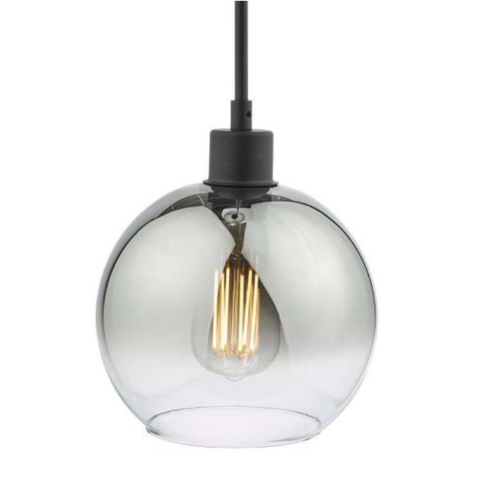Lucy - 1 Light Single Pendant Light - Matt Black Ombre Smoked Glass