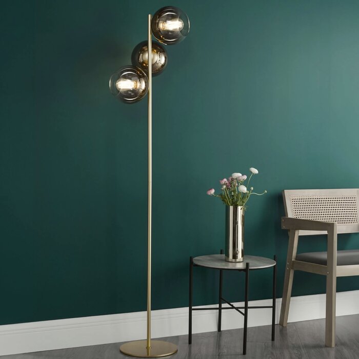 Lucy - Satin Gold & Gold Ombre 3 Light Floor Lamp