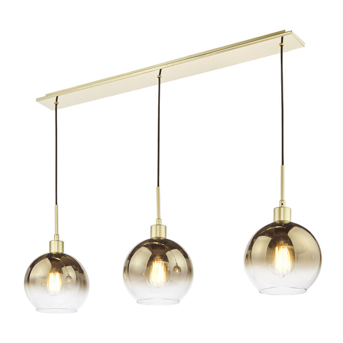 Lucy - Satin Gold & Gold Ombre Glass 3 Light Bar Pendant