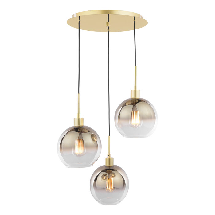 Lucy - Satin Gold & Gold Ombre Glass 3 Light Cluster Pendant