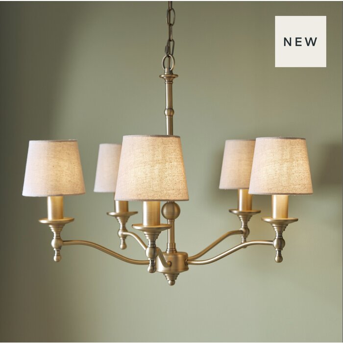 Ludchurch - 5 Light Classic Armed Chandelier Matt Antique Brass - Laura Ashley