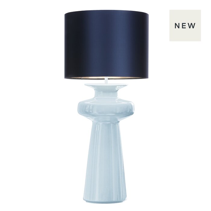 Lustre - Blue Table Lamp with Navy Blue Drum Shade - David Hunt Lighting