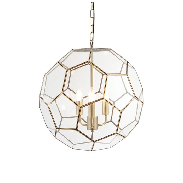 Lyra – Antique Brass Hexagonal Glass Modern Lantern Pendant