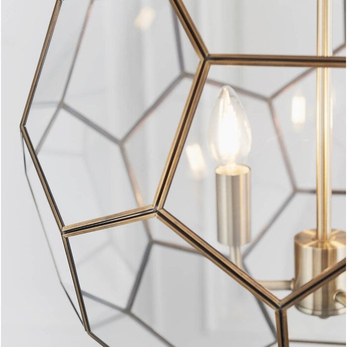 Lyra – Antique Brass Hexagonal Glass Modern Lantern Pendant