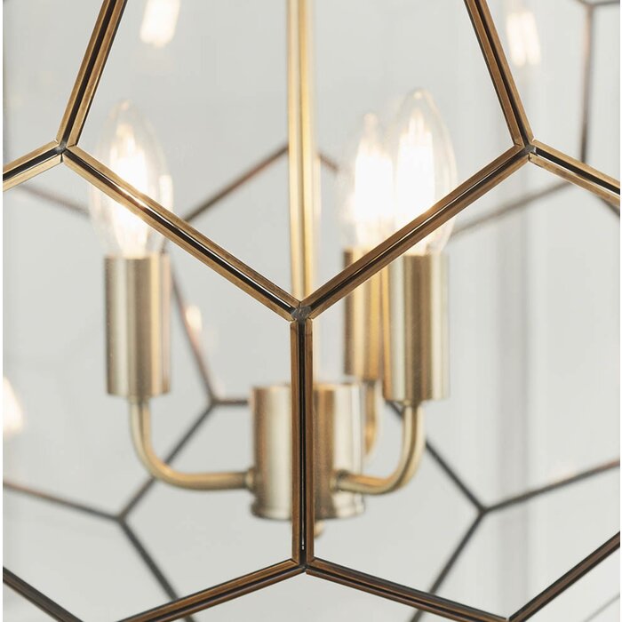 Lyra – Antique Brass Hexagonal Glass Modern Lantern Pendant