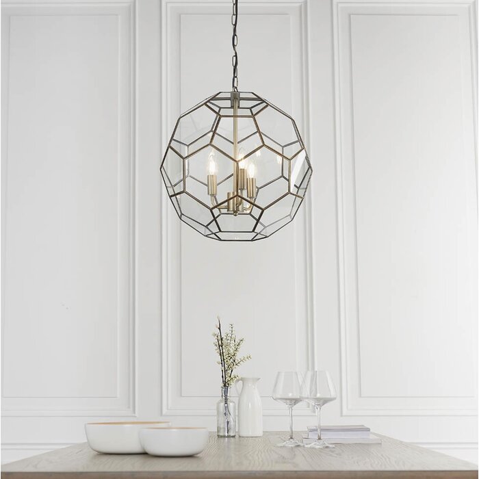 Lyra – Antique Brass Hexagonal Glass Modern Lantern Pendant