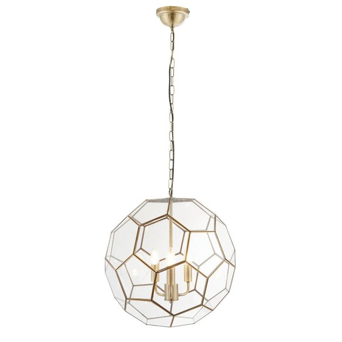 Lyra – Antique Brass Hexagonal Glass Modern Lantern Pendant