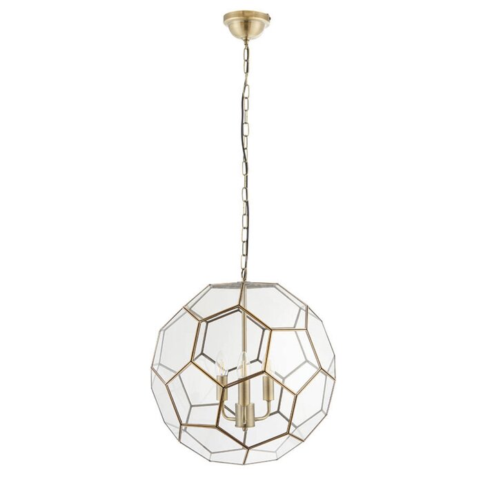 Lyra – Antique Brass Hexagonal Glass Modern Lantern Pendant