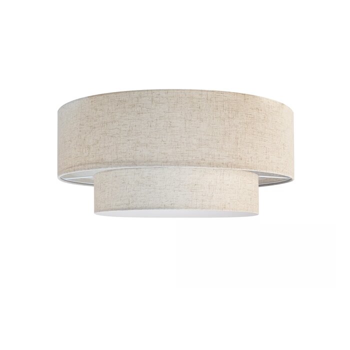 Malmo - Flush Drum Ceiling Light - Beige Fabric