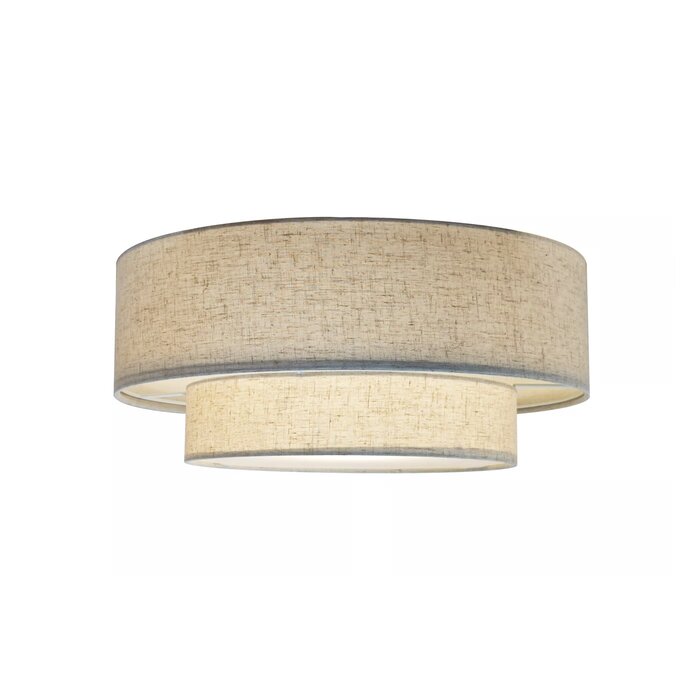 Malmo - Flush Drum Ceiling Light - Beige Fabric