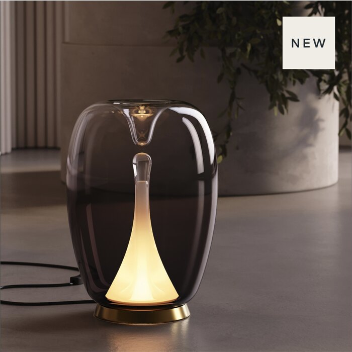 Marlise - Double Glass Minimalist LED Table Lamp - Smoked Grey
