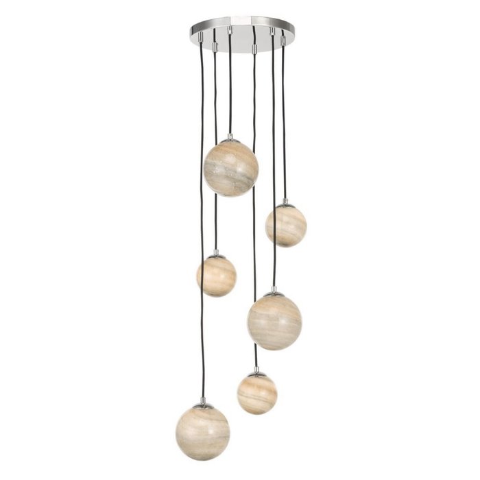 Meeko - 6 Light Cluster Pendant - Marbled Art Glass