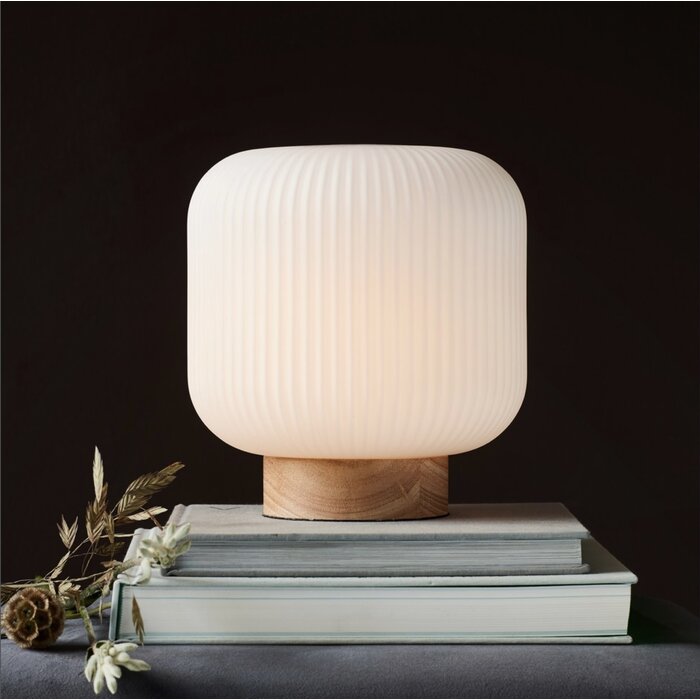MIlli - Wood and Opal Glass Scandi Table Lamp