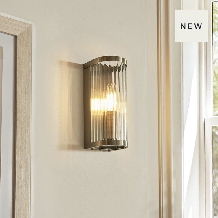 Morgan - Ribbed Glass and Antique Brass Wall Light