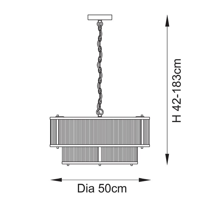 Morgan - Two Tiered Ribbed Glass Chandelier Pendant  - Antique Brass