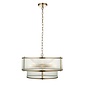Morgan - Two Tiered Ribbed Glass Chandelier Pendant  - Antique Brass