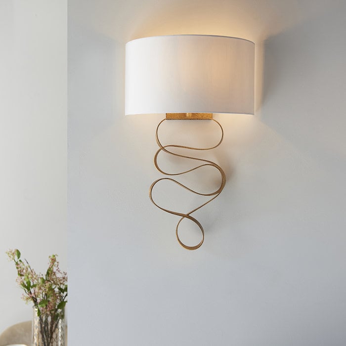 Murton - Gold Ribbon LED Wall Light with Ivory Shade