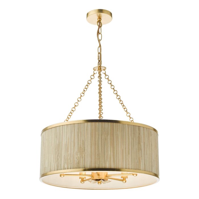 Nella - 5 Light Gold Leaf and Seagrass Shade Feature Pendant