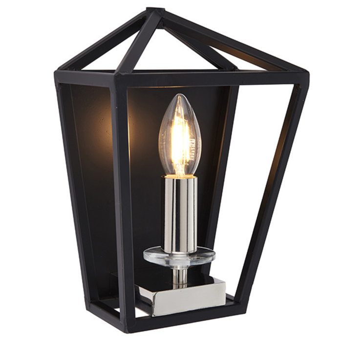 Nicholas - Black and Bright Nickel Lantern Wall Light