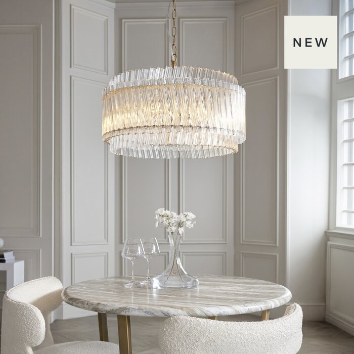 Nilo - Timeless Glass Chandelier -  Brushed Aged Brass - 5 Light
