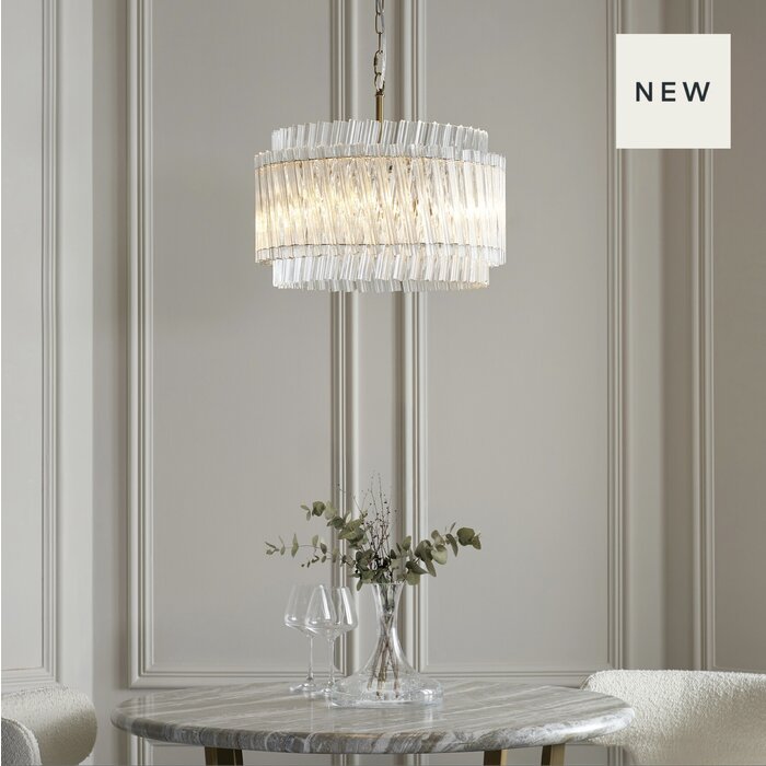 Nilo - Timeless Small Glass Chandelier -  Brushed Aged Brass - 3 Light