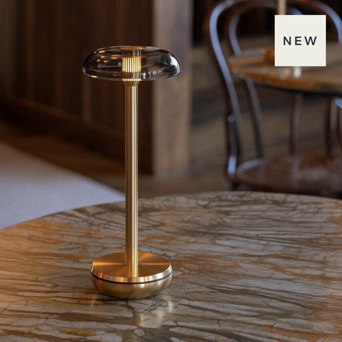 Noble Air - Rechargeable Cordless Table Lamp - Brass & Smoked Glass
