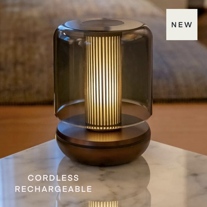 Noble Firefly - Rechargeable Cordless Table Lamp - Bronze & Smoked Glass