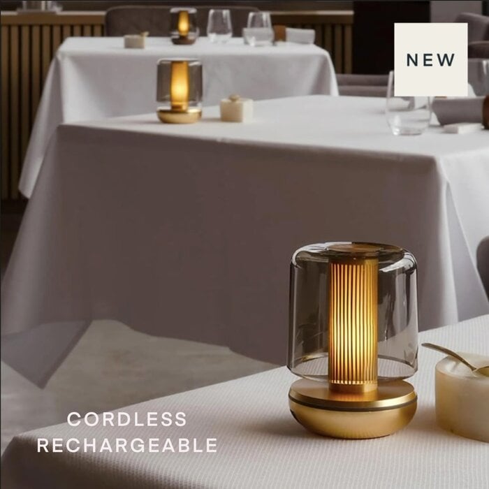 Noble Firefly - Rechargeable Cordless Table Lamp - Gold & Smoked Glass