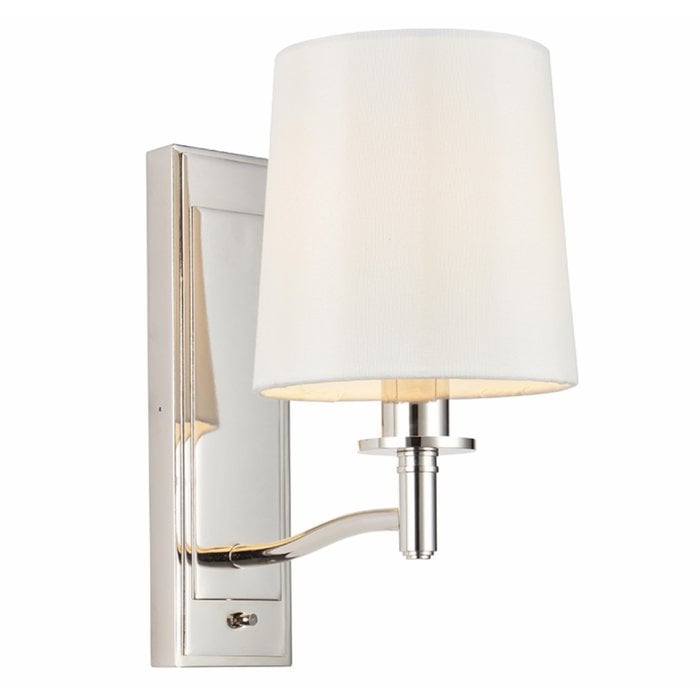 Ortona - Nickel LED Wall Light with Ivory Shade
