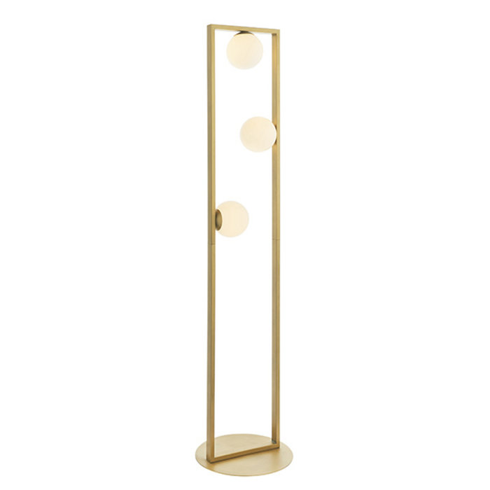 Osborne - Mid Century Modern Brushed Gold Floor Light with Opal Glass
