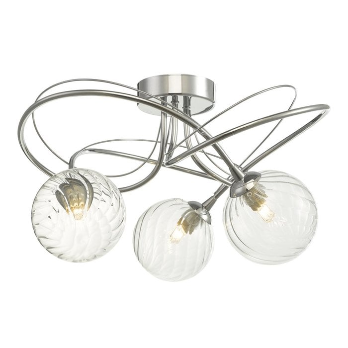 Ottawa -  3 Light Semi Flush Glass Fitting - Polished Chrome