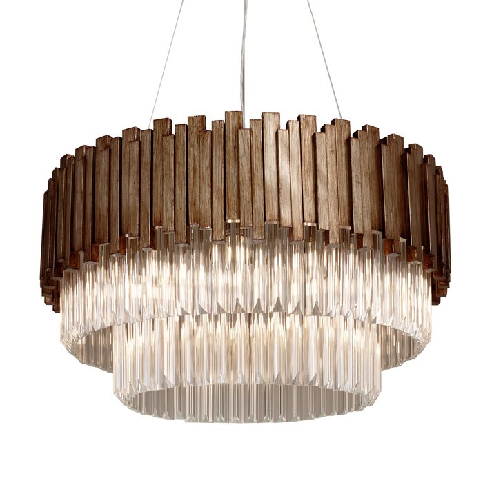 Ponti - Painted Antique Gold & Crystal Tiered Luxury Feature Pendant