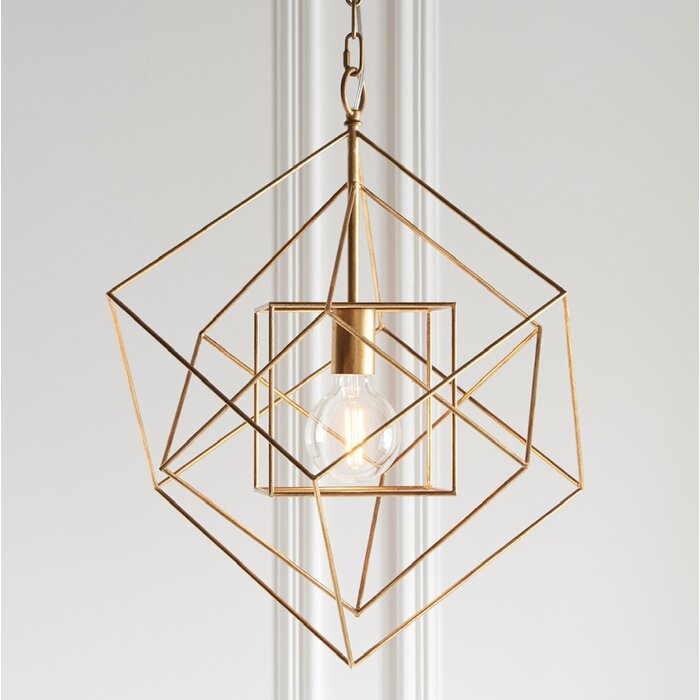 Ramshill - Medium Gold Leaf Cage Single Pendant